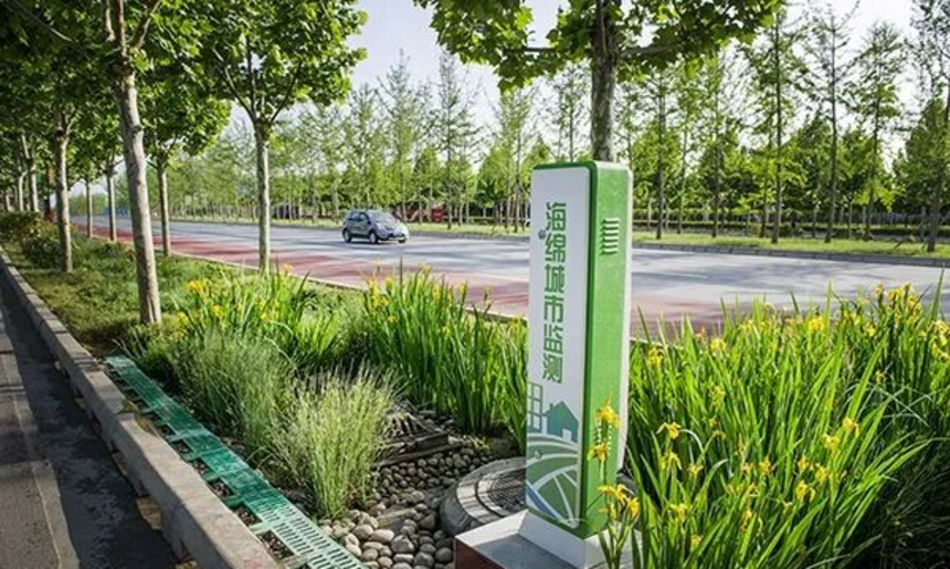 融合路边植草沟与生态雨水花园景观的智慧海绵城市监测系统
