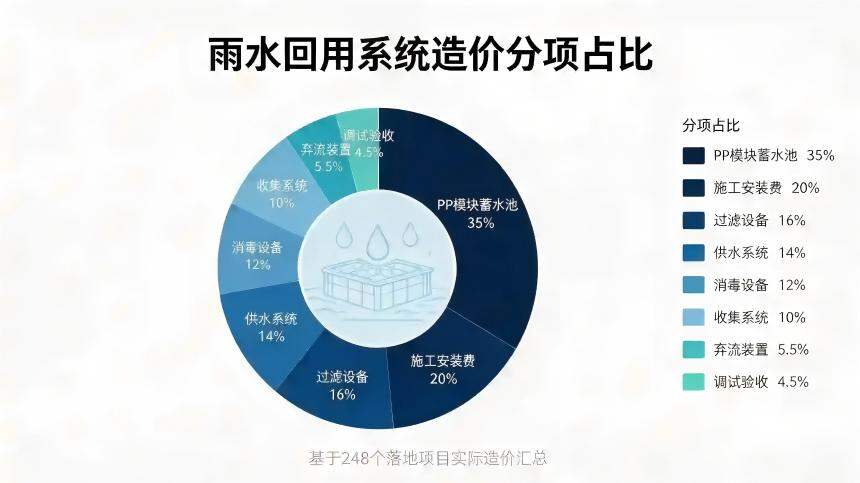 正在上传... 展示雨水回用系统各分项造价占比的图表