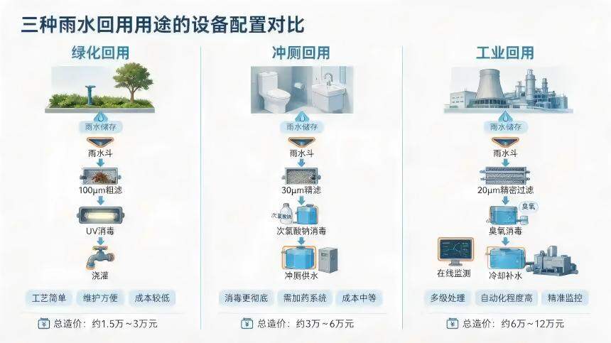 正在上传... 三种不同水资源回用用途的具体设备配置差异