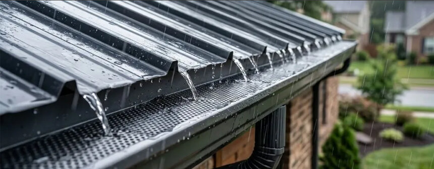 正在上传... Commercial metal roof and stainless steel gutter system for rainwater harvesting