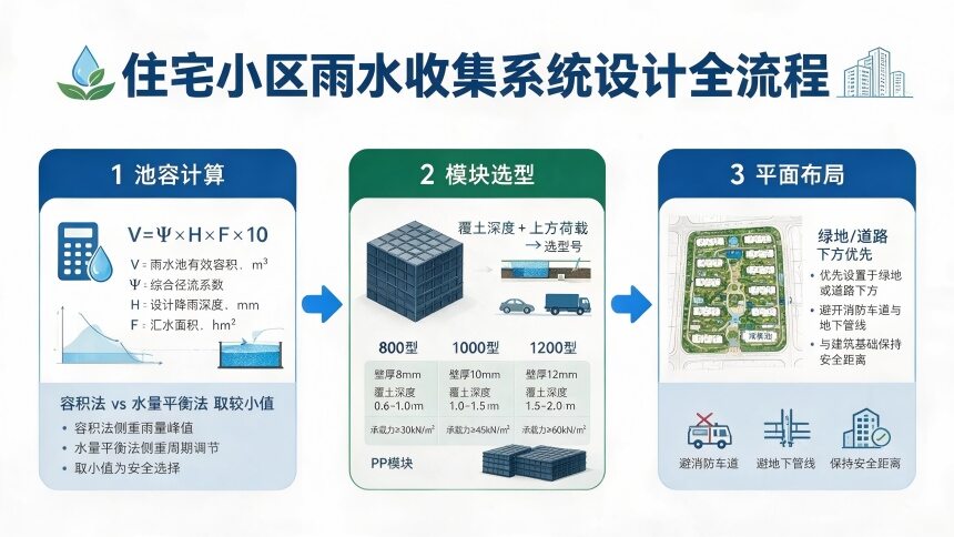 住宅小区雨水收集系统全流程示意图