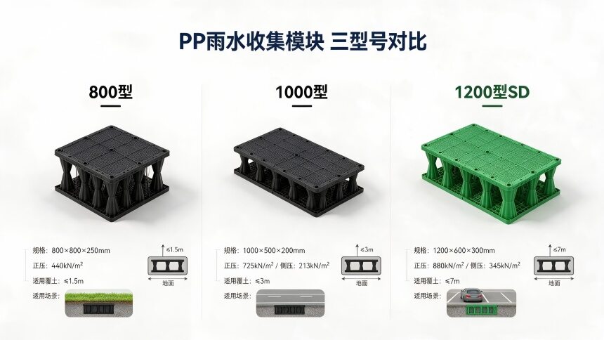 800型/1000型/1200型三种模块实物对比图